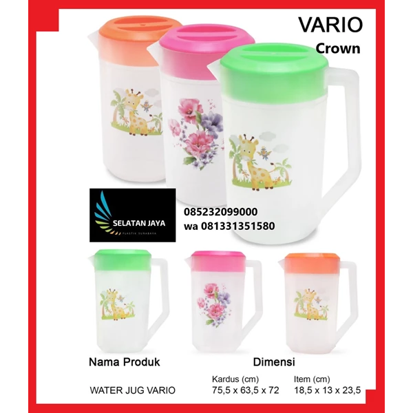 plastic water jug Crown brand vario 