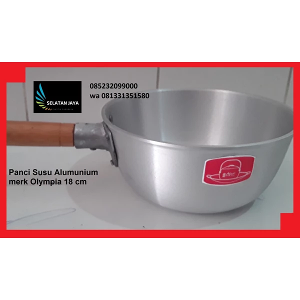 olympia brand aluminum milk pan with wooden handle