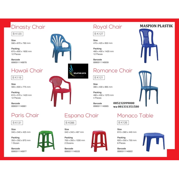 Maspion BK120 brand Dynasty Chair Plastic Chair