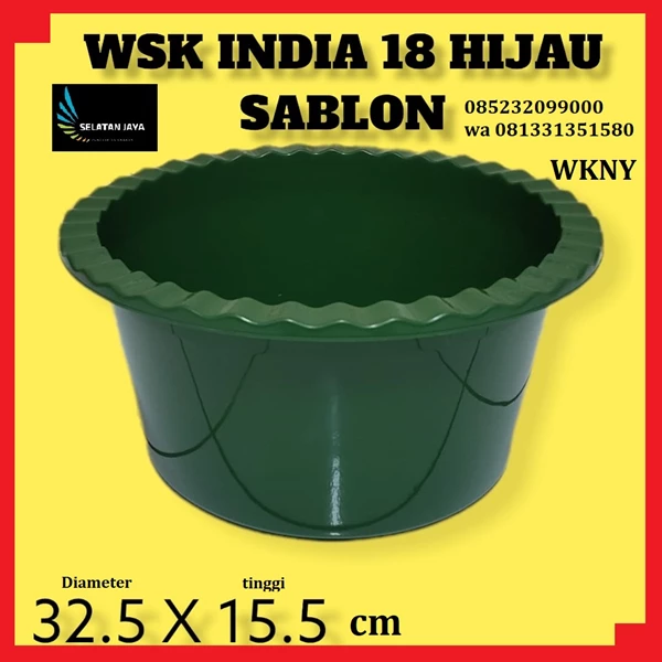 Indian plastic basin 18 green WKNY