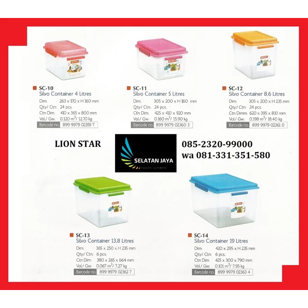 Silvo plastic container 19 liters sc 14 lion star