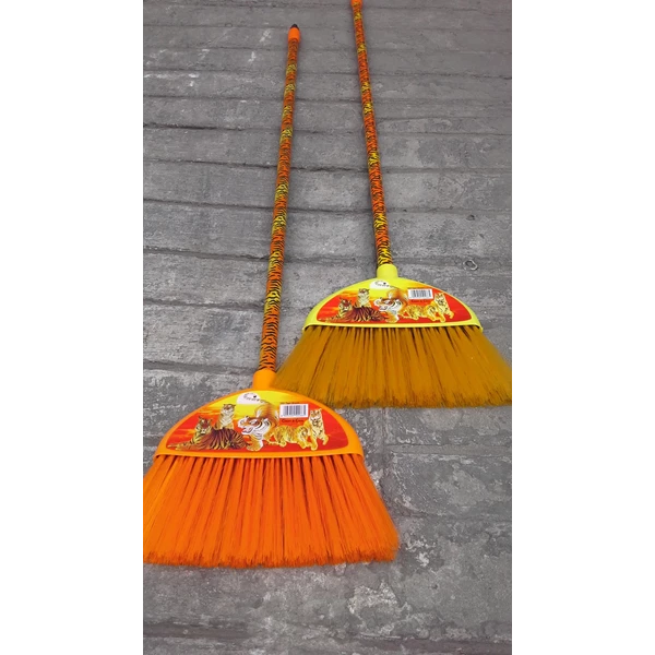 Plastic broom yellow tiger brand clean & care