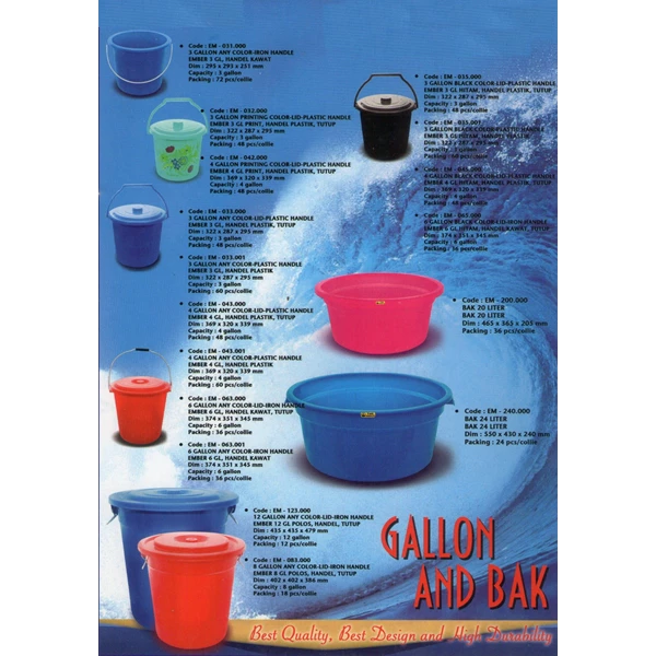Plastic buckets and plastic tubs brand TMS