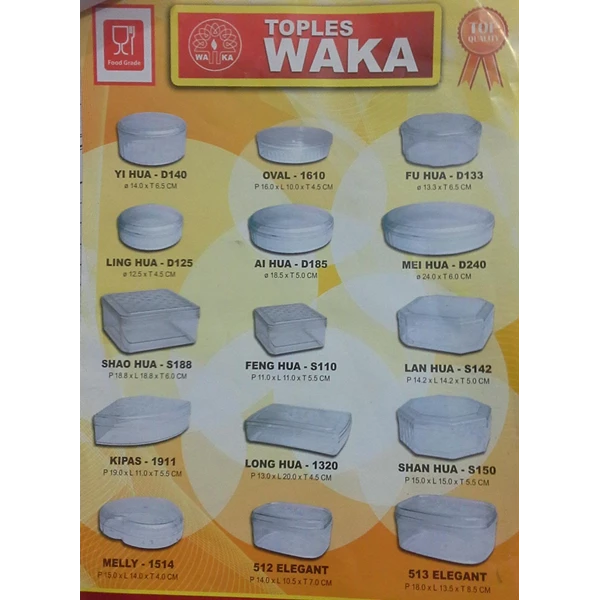 Toples plastik merk Waka untuk packaging kue kering 