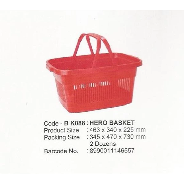 produk plastik rumah tangga Hero Basket plastik keranjang tempat belanja swalayan merk maspion BK088