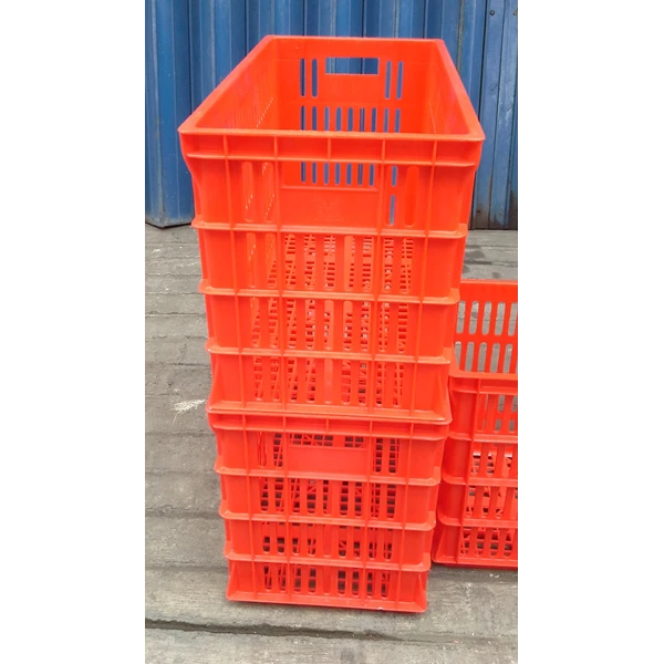 Industrial Top Plastic Basket Crates E004 Red Color