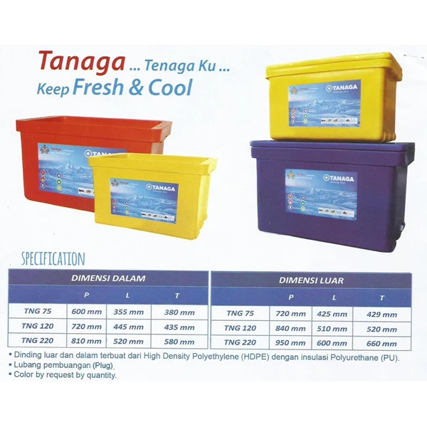 box pendingin Box penyimpanan Coolbox plastik serbaguna merk Tanaga