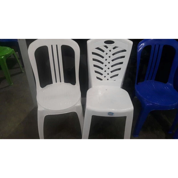 Plastic seats contributing political parties in Indonesia are distributed to the community of its supporters 
