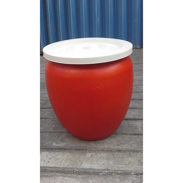 produk plastik rumah tangga Gentong air plastik warna merah volume 60 liter merk AG