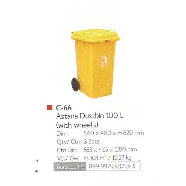 Astana dustbin plastic 100 liter code C66 brand Lionstar 