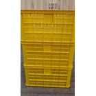Plastic basket industrial crates multipurpose hole b006 top height 33 cm yellow 1