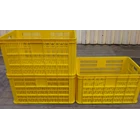 Plastic basket industrial crates multipurpose hole b006 top height 33 cm yellow 3