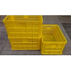 Plastic basket industrial crates multipurpose hole b006 top height 33 cm yellow 5