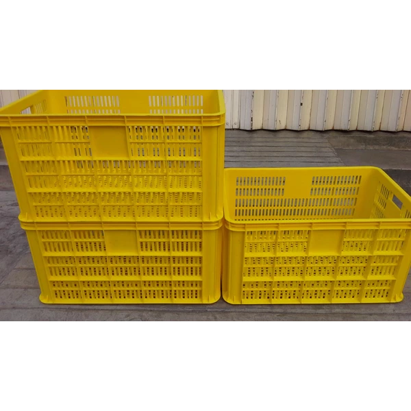 Plastic basket industrial crates multipurpose hole b006 top height 33 cm yellow