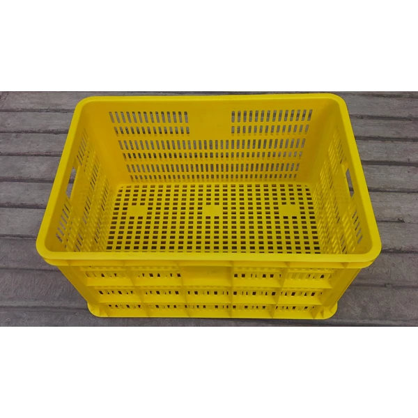 Plastic basket industrial crates multipurpose hole b006 top height 33 cm yellow
