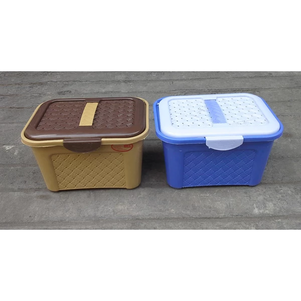 produk plastik rumah tangga Box plastik segi cantik hakone coklat ungu b005 Surya plast