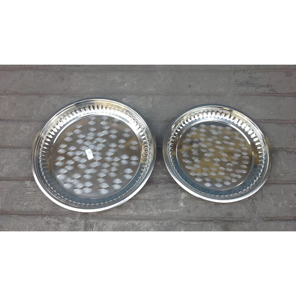 krat baki dan palet Nampan bulat stainless ukuran 35 cm dan 40 cm untuk hadiah umroh atau haji