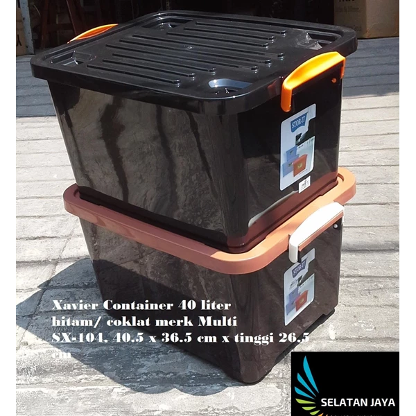 Box plastik xavier container  office 40 liter hitam coklat SX 104 merk multi