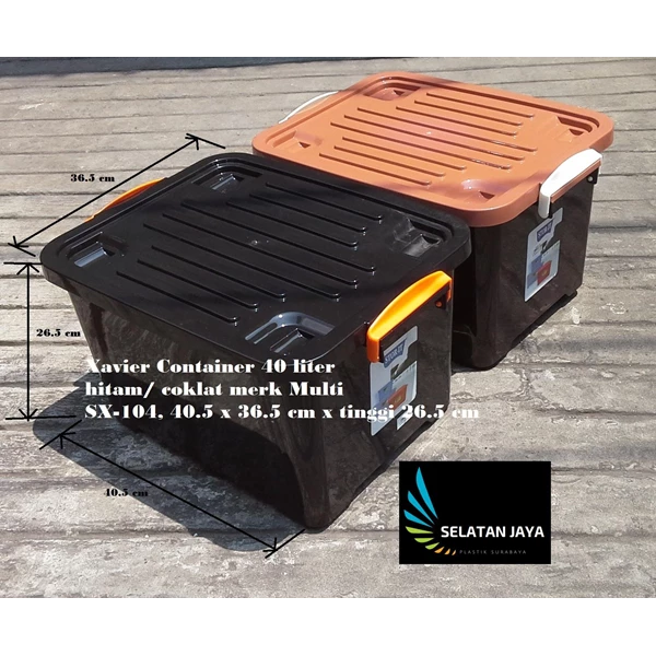 Box xavier plastic container 40 liter black  brown SX 104 multi brand