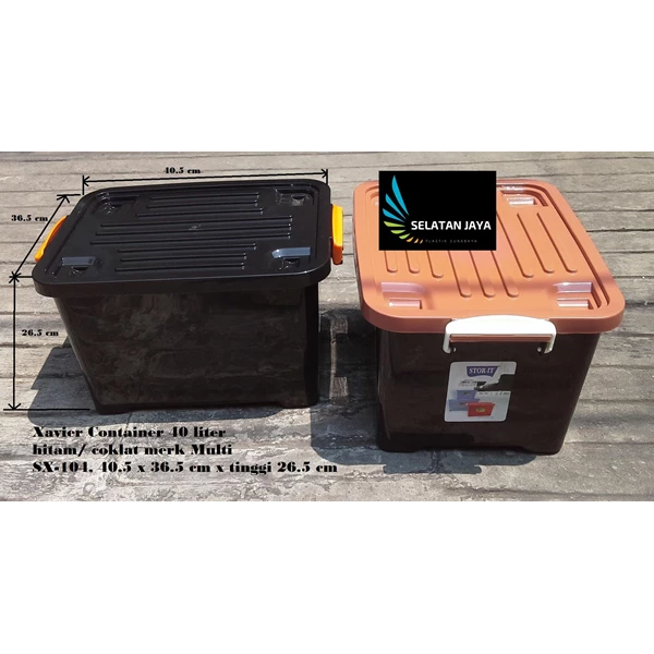 Box xavier plastic container 40 liter black  brown SX 104 multi brand