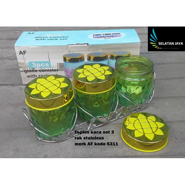 glass jar with stainless rack set of 3 of AF S311 brand