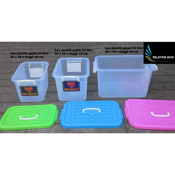 produk plastik rumah tangga box plastik kode 1310 1311 dan 1312  Gajah tutup pink biru hijau