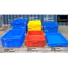 Keranjang plastik Industri krat buntu Merk TOP warna merah biru kuning 3