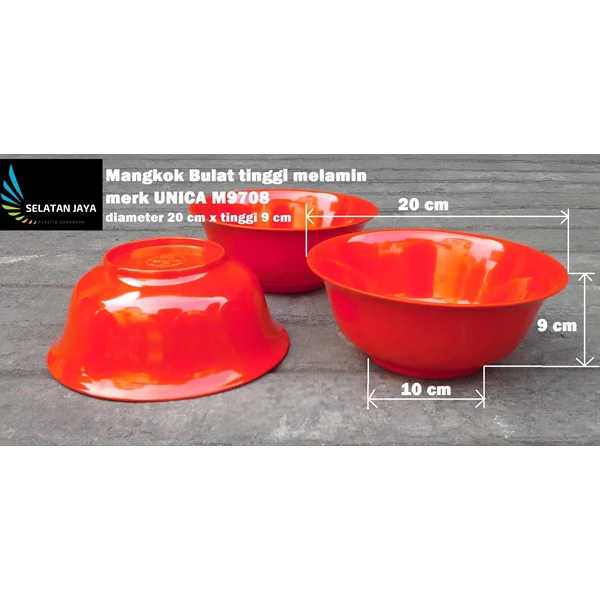 Round plastic round Melamine 8 inch Unica code M9708 red