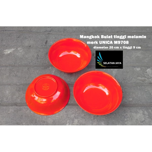 Round plastic round Melamine 8 inch Unica code M9708 red