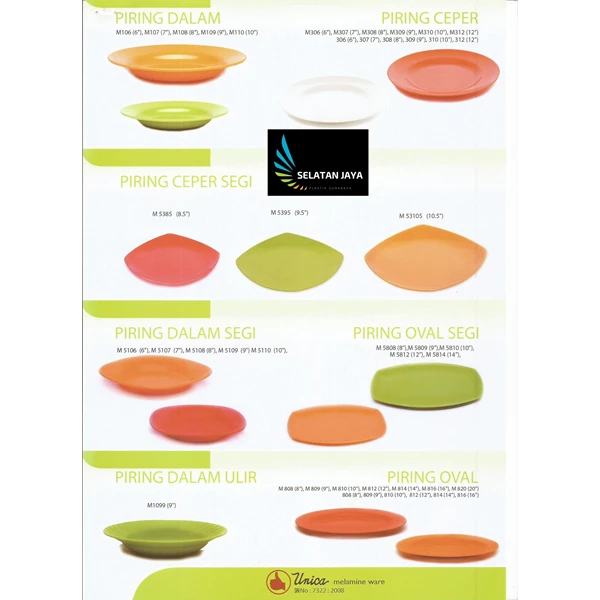Melamine plates product Unica SNI