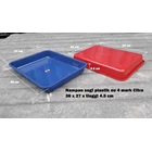 Plastic Plate Tray No 4 brands Blue and red image 3