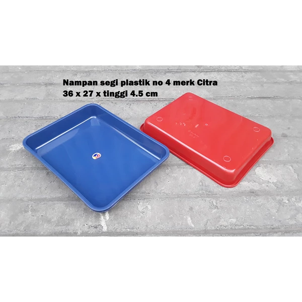 Plastic Plate Tray No 4 brands Blue and red image