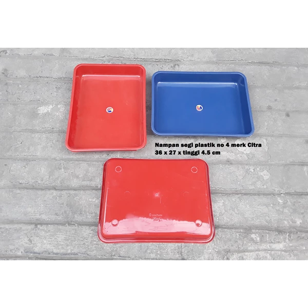 Plastic Plate Tray No 4 brands Blue and red image