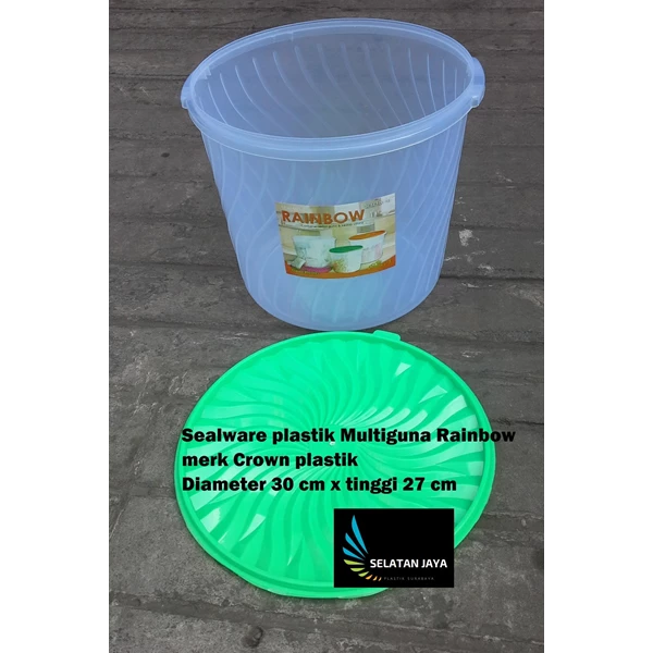 Produk Plastik Rumah Tangga Sealware plastik 16 liter atau toples plastik serbaguna Rainbow merk Crown