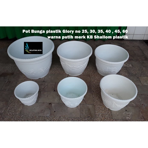 Vas dan Pot Bunga Pot plastik besar glory no 60 warna putih merk KB Shallom