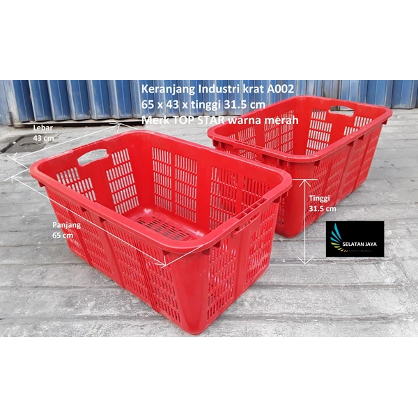 Industrial plastic basket A002 red hole crates TOP STAR brand
