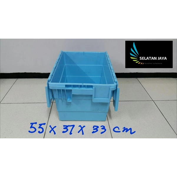 Box Container Plastik Warna Biru Distribusi Ke Toko Cabang Ukuran  55x37x33 cm