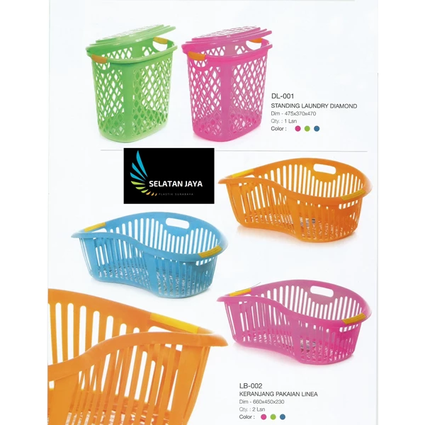 Keranjang pakaian plastik linea dan laundry basket diamond merk Taiwan