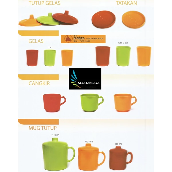 Unica branded melamine plastic mug cup