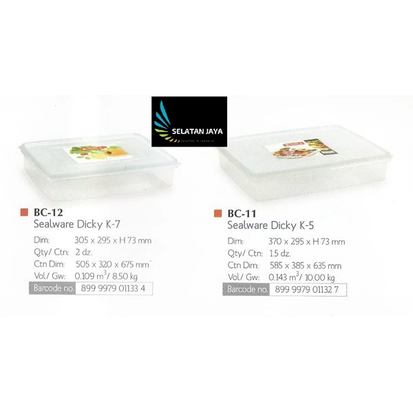 Dicky k7 and k5 plastic sealware for lion star brands