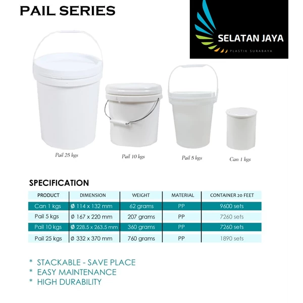 Versatile plastic pail or plastic bucket or brand Jl