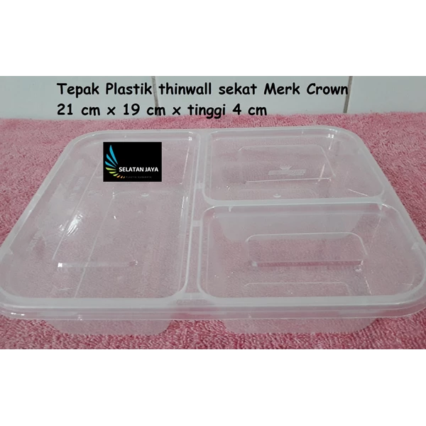 Kotak Makan Plastik Thinwall sekat merk Crown