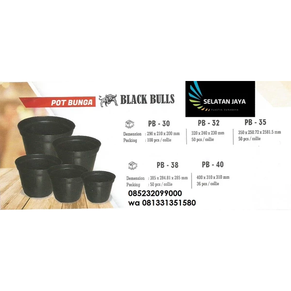 plastik Pot Bunga dan Tanaman murah Black Bull