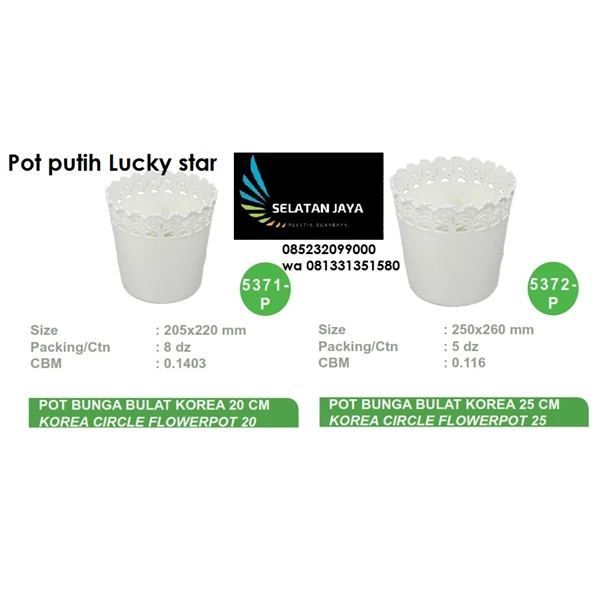 Pot Bunga dan Tanaman plastik korea Lucky star