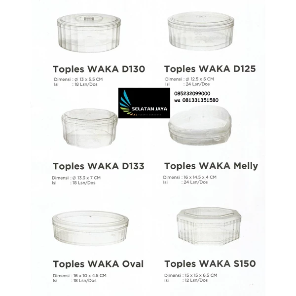 Mica jars of 1/4kg and 1/2 kg of the Waka brand