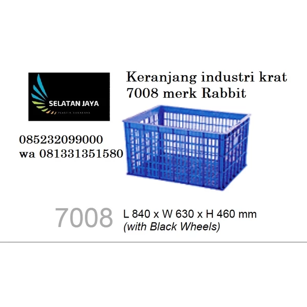 Keranjang industri krat plastik 7008 merk rabbit