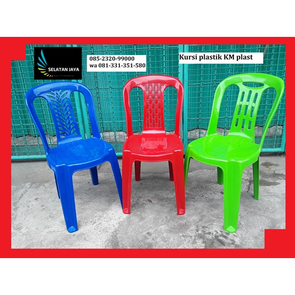 Kursi plastik merah hijau biru KM plast