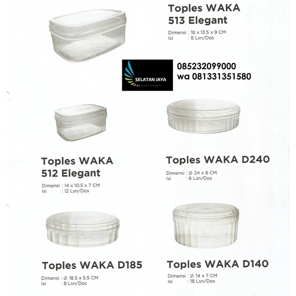 Plastic jars in terms of WAKA mica